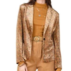 Molly Bracken Ochre blazer. Printed velvet. NWT. Size XL 10/12